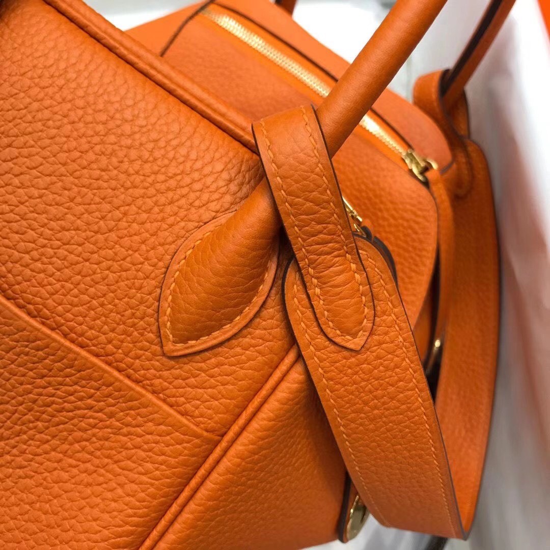 에르메스 린디백26 오렌지 금장 끌레망스 가죽